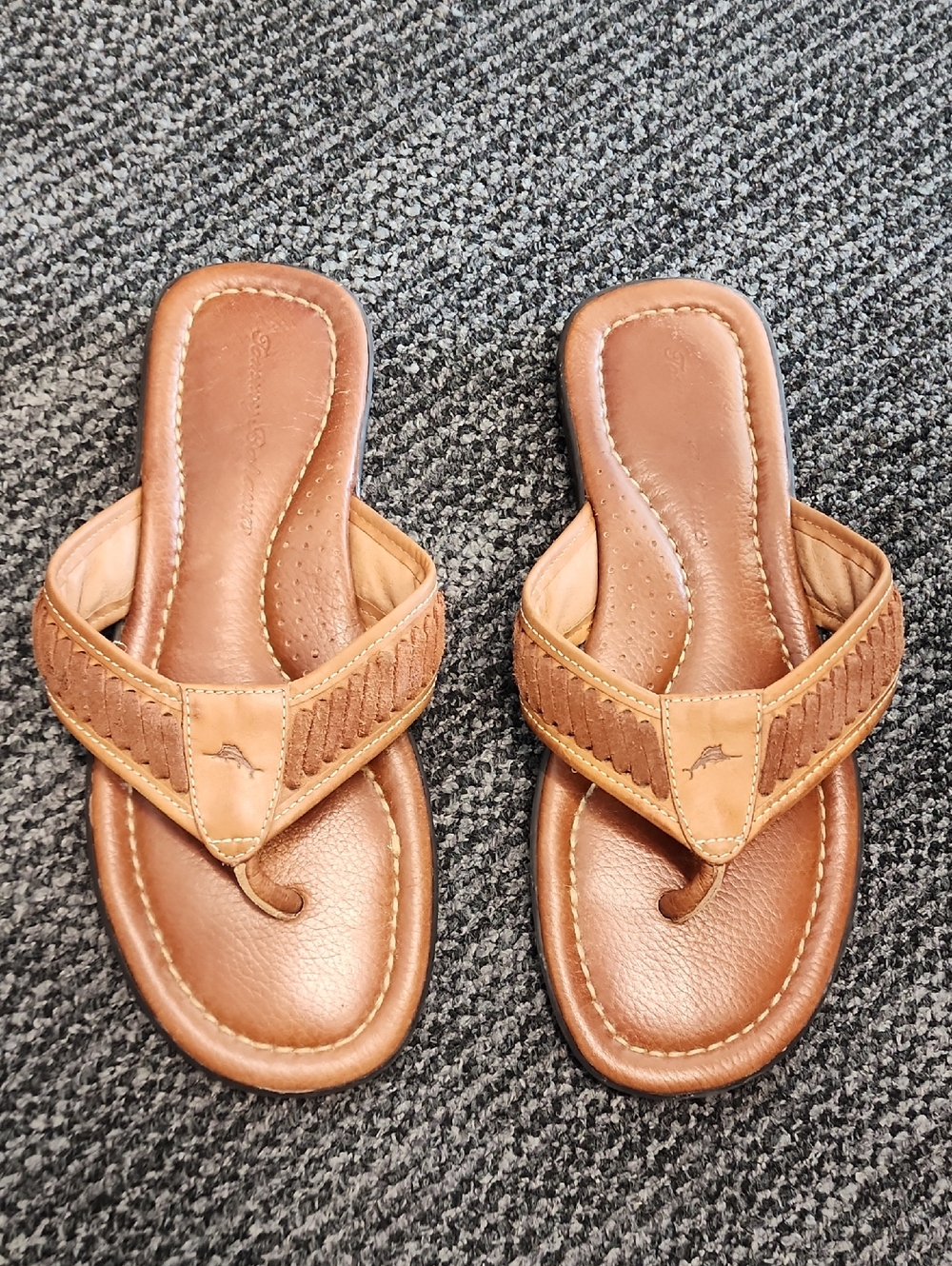 Tommy Bahama "Anchors Away" Handmade Brown Leather Sandals Mens Size 10